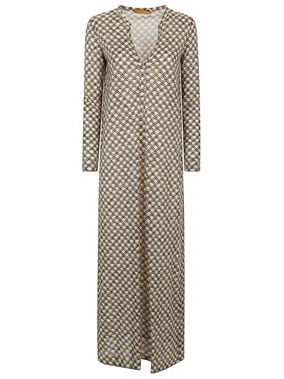 Siyu Printed Long Dress In Brown