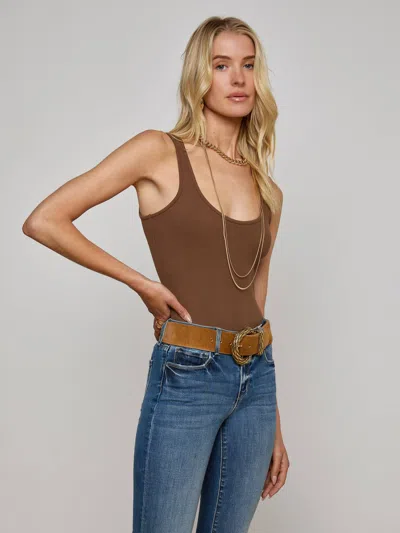 L Agence Nica Scoopneck Bodysuit In Brown