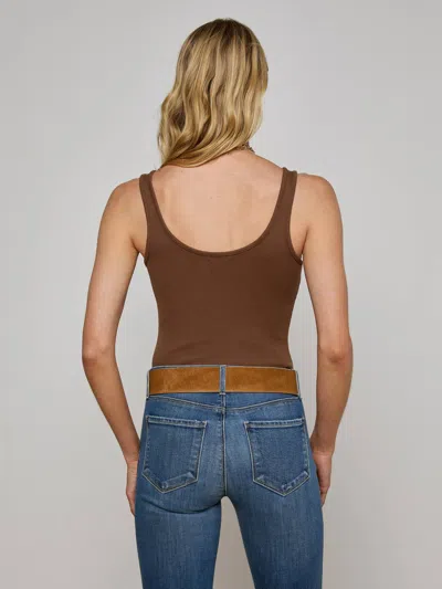 L Agence Nica Scoopneck Bodysuit In Brown