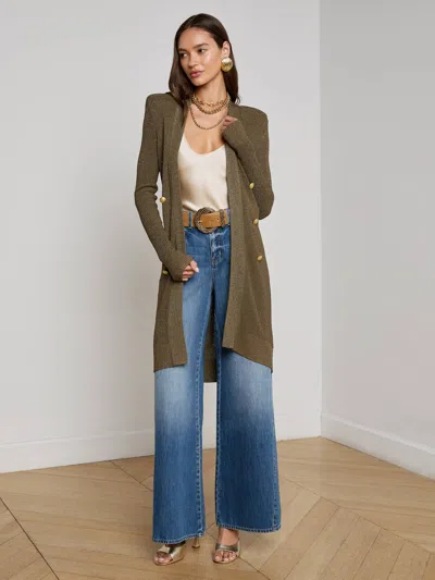 L Agence Noe Double-breasted Cardigan In Green