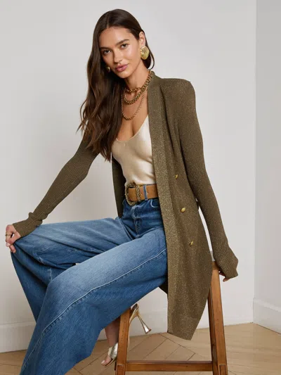 L Agence Noe Double-breasted Cardigan In Green