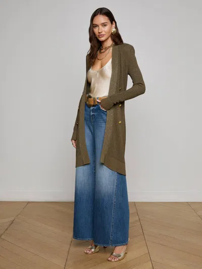 L Agence Noe Double-breasted Cardigan In Green