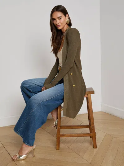 L Agence Noe Double-breasted Cardigan In Green