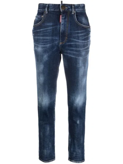 Dsquared2 Worn-out Straight-leg Jeans In Blue