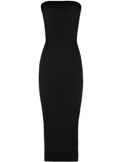 Wolford Sculpting Fatal Strapless Bodycon Midi Dress In Black