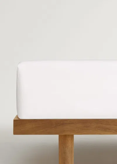 Mango Home 300-thread Count Percale Cotton Fitted Sheet For A 180 Cm Bed Ecru