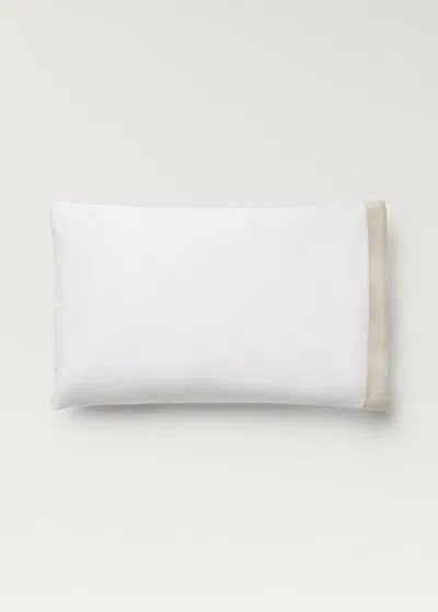 Mango Home Two Cotton Percale Pillowcases With Linen Border 50x75 Cm White
