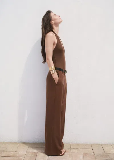 Mango Straight Mid-rise Trousers Brown