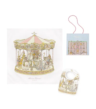 Atelier Choux Carousel Blanket, Bib And Bag Gift Set In Multi