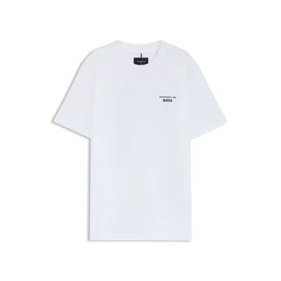 Hugo Boss Porsche X Mercerized-cotton T-shirt With Targa Artwork In White