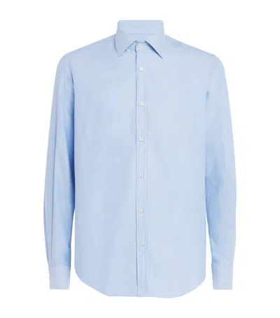 Paul & Shark Silk-cotton-cashmere Shirt In Blue