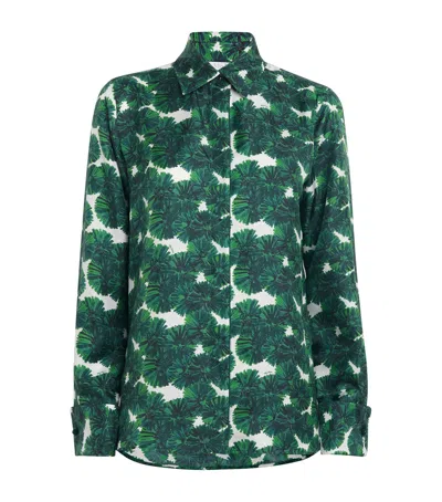 Max Mara Rodesia Printed Silk Twill Shirt In Green