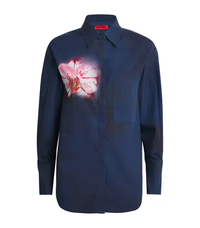 Max & Co Cotton Floral Shirt In Blue