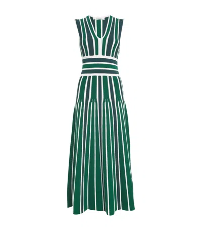 Max Mara Tallone Stripe Sleeveless Maxi Sweater Dress In Green
