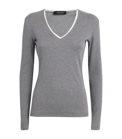 Fabiana Filippi Crewneck Knitwear Contrast Trim In Gray