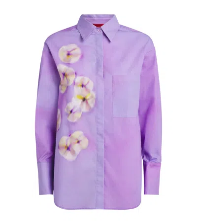 Max & Co Cotton Floral Shirt In Purple