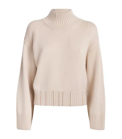 Fabiana Filippi Wool Turtleneck Sweater With Dropped Shoulders In Neutral
