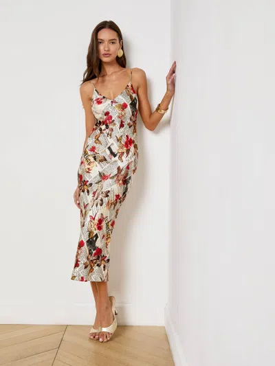 L Agence Seridie Silk Slip Dress In Gray