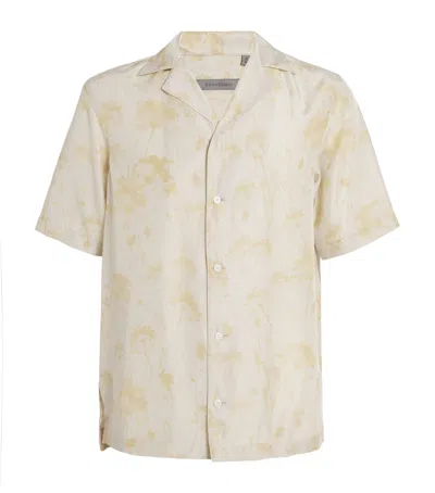 Corneliani Silk Floral Print Shirt In Neutral