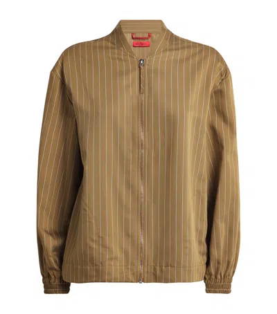 Max & Co Stripe Bomber Jacket In Brown