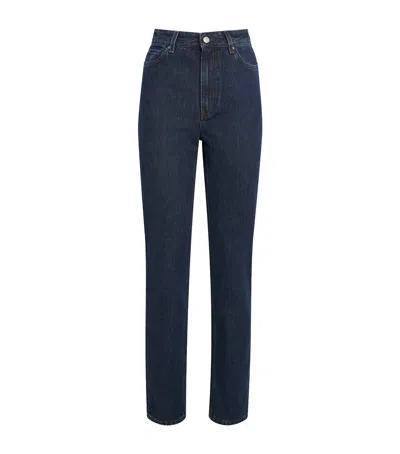 Totême Organic Denim Slim High-rise Jeans In Blue