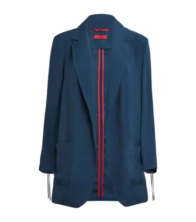 Max & Co Crinkled Twill Blazer In Blue