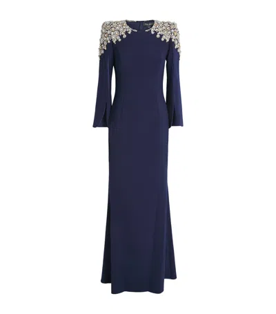 Jenny Packham Embellished-neck Nile Gown In Blue