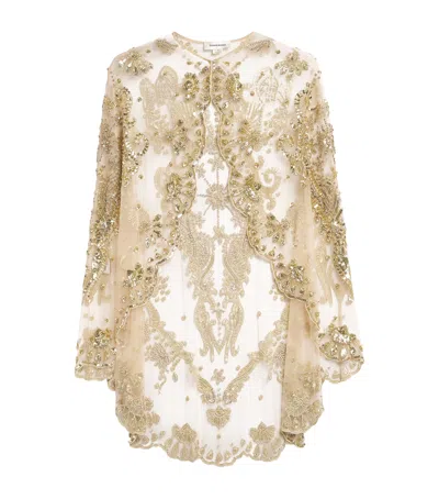 Zuhair Murad Sea Meanders Cape In Brown
