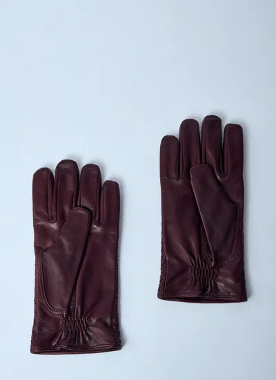 Bottega Veneta Men Intrecciato Leather Gloves In Brown