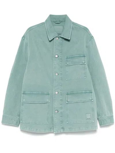 Emporio Armani Asv Vintage-look Comfort Cotton Canneté Jacket In Green