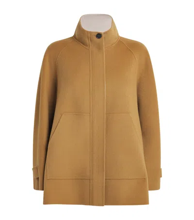Max & Co Virgin Wool High-neck Coat In Brown