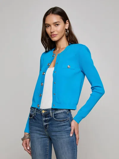 L Agence Toulouse Cardigan In Blue