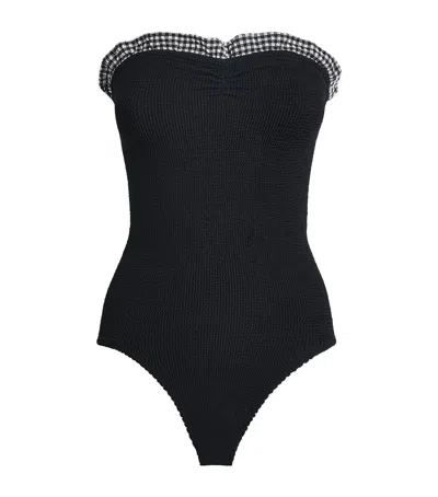 Hunza G Dolly Strapless Seersucker One-piece Swimsuit In Black