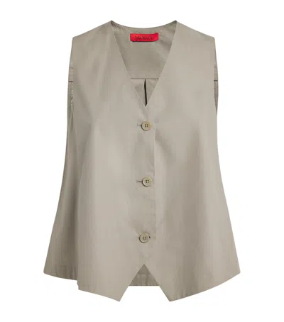 Max & Co Cotton Woven Waistcoat In Neutral