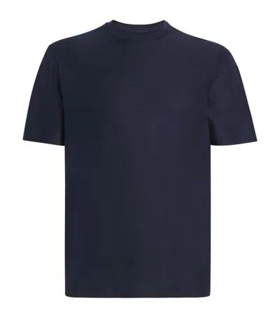 Canali Cotton Stripe T-shirt In Blue