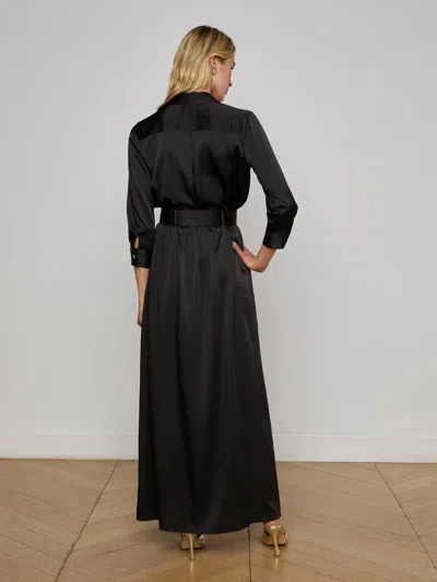 L Agence Uriah Belted Buttoned Shirt Dress In Black