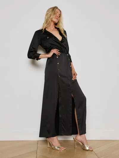 L Agence Uriah Belted Buttoned Shirt Dress In Black