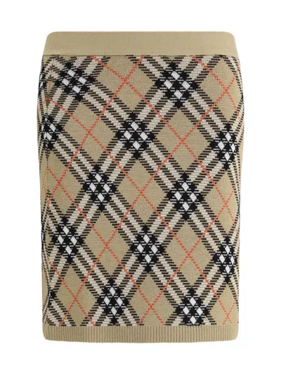 Burberry Embroidered Wool Blend Mini Skirt In Brown