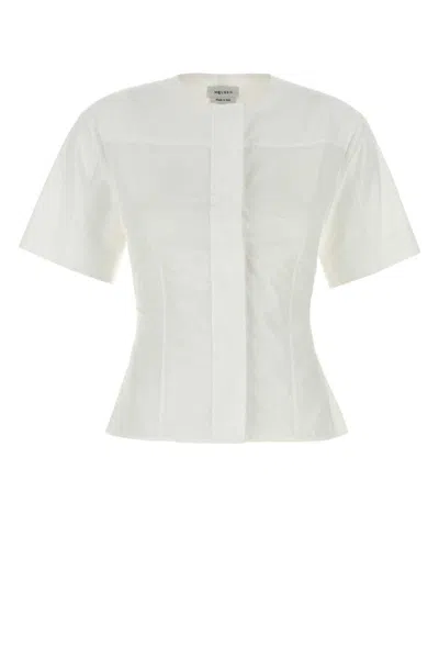 Alexander Mcqueen Poplin Shirt With Short Sleeves And Seam Detailing In Yellow