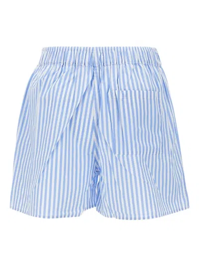 Mc2 Saint Barth Striped Cotton Shorts In Blue
