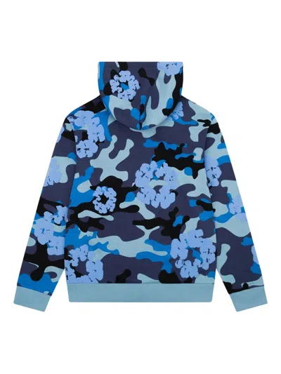 Denim Tears Wreath Zip-up Hoodie In Blue