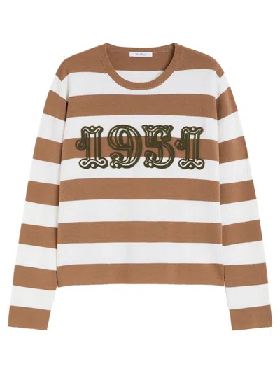 Max Mara 1951 Embroidery Wool Striped Sweater Clothing In Multi