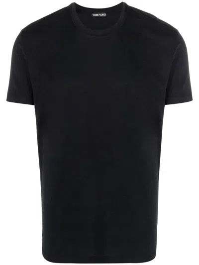 Tom Ford Black Stretch Cotton Crew Neck T-shirt