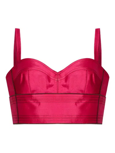Tory Burch Crop Top With Straps In Pink