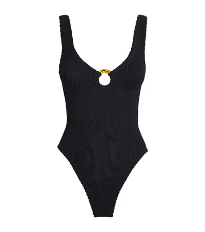 Hunza G Womens Black Celine Plunge-neck Swimsuit