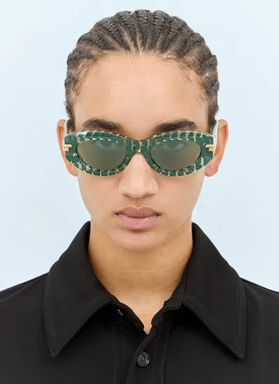 Bottega Veneta Women Mitre Oval Sunglasses In Green