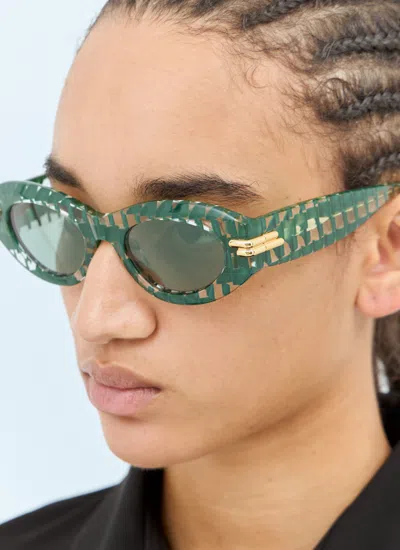 Bottega Veneta Women Mitre Oval Sunglasses In Green