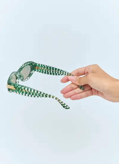 Bottega Veneta Women Mitre Oval Sunglasses In Green