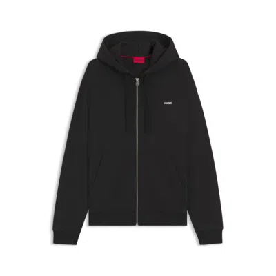 Hugo Boss Relaxed-fit Zip-up Hoodie In Cotton Terry In Black