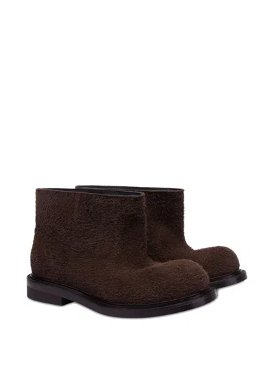 Moschino Calf-hair Ankle Boots In Brown